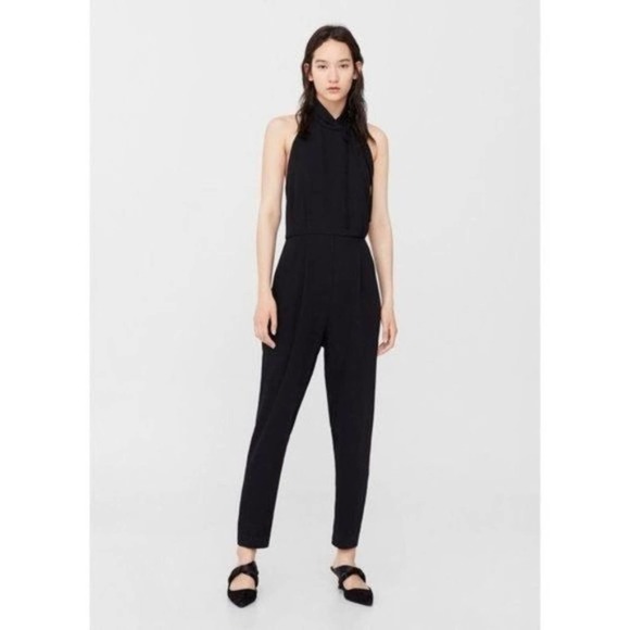 Mango Synthetic Halter Neck Jumpsuit in Black NWOT size Small - Picture 2 of 9